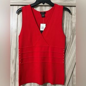 Sleeveless Red Sweater Tank By EVIE Sz M NWT